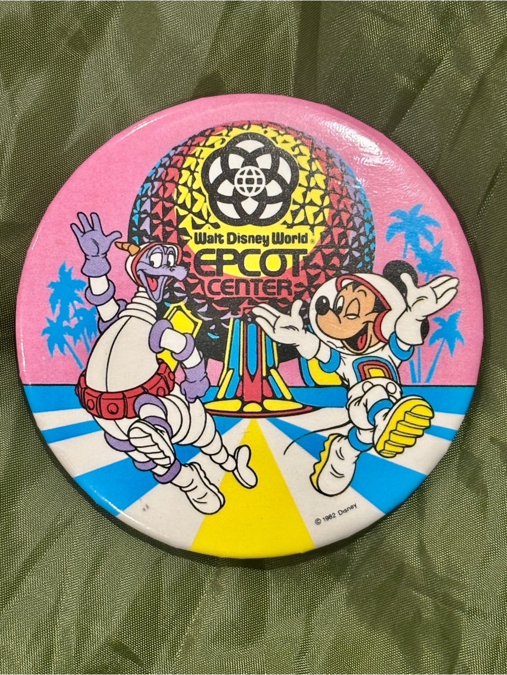 Walt Disney World EPCOT Center Vintage Button - Figment & Mickey